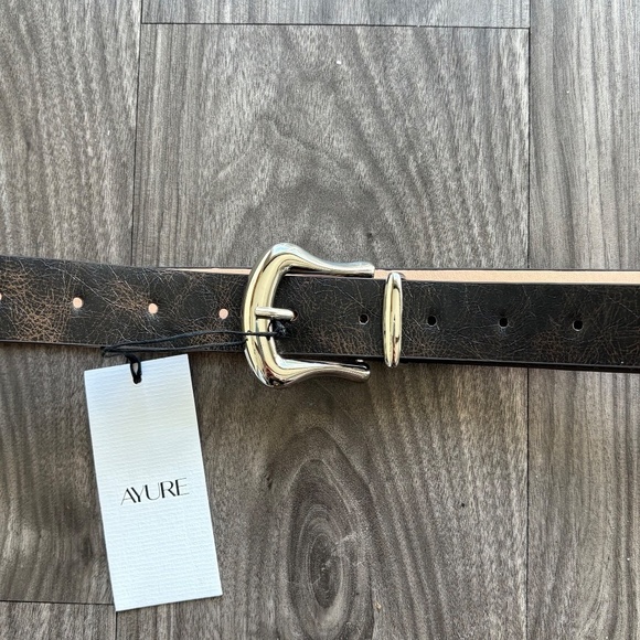 Ayure Bowie Brown and Silver Textured Belt NEW - Picture 5 of 8